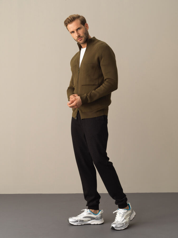 100% Cotton Oversized Pocket Detailed Cardigan - Xint