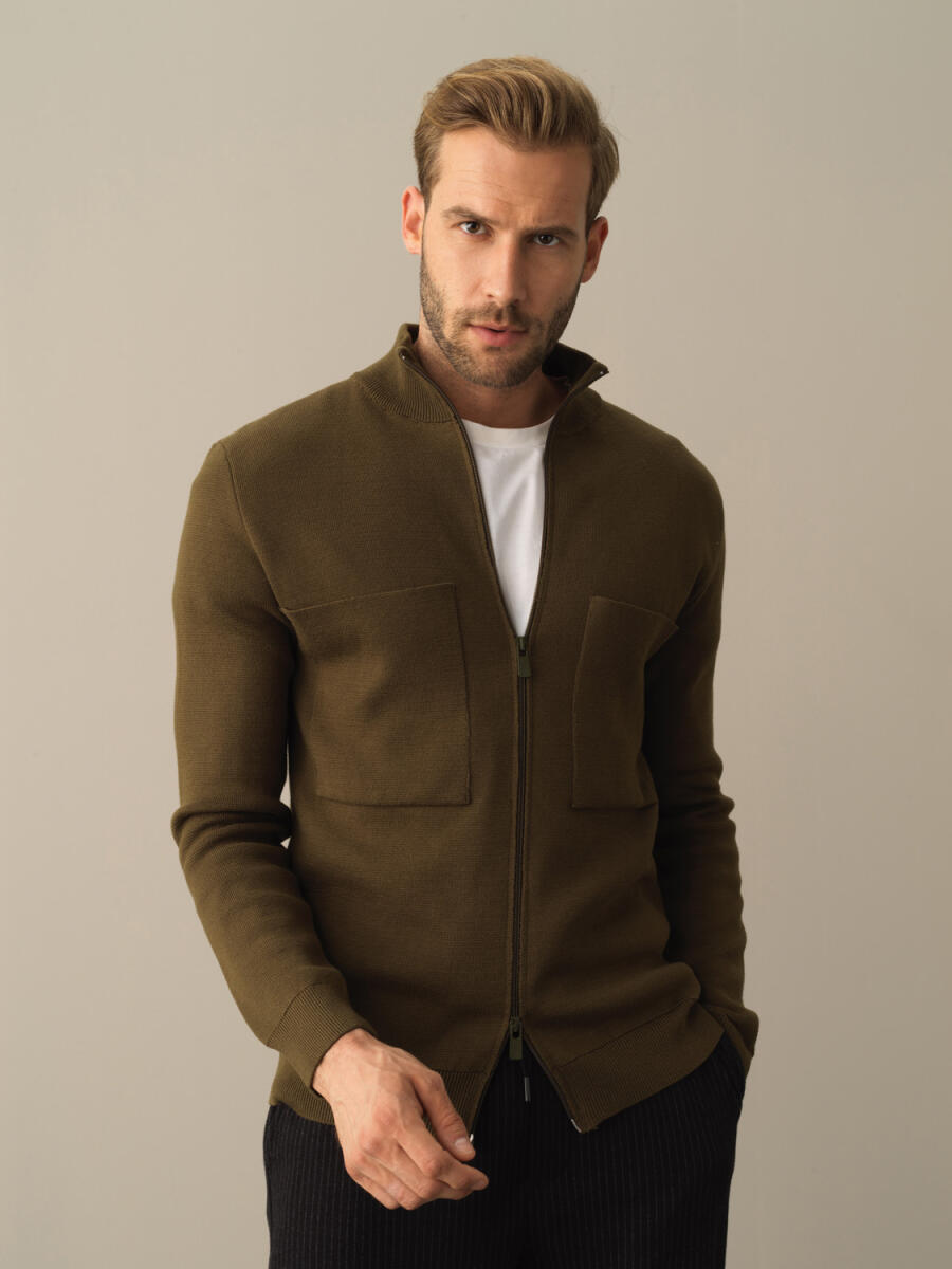 100% Cotton Oversized Pocket Detailed Cardigan