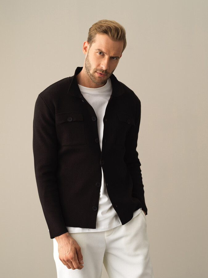 Cotton Regular Fit Pocket Detailed Knitted Cardigan - Xint