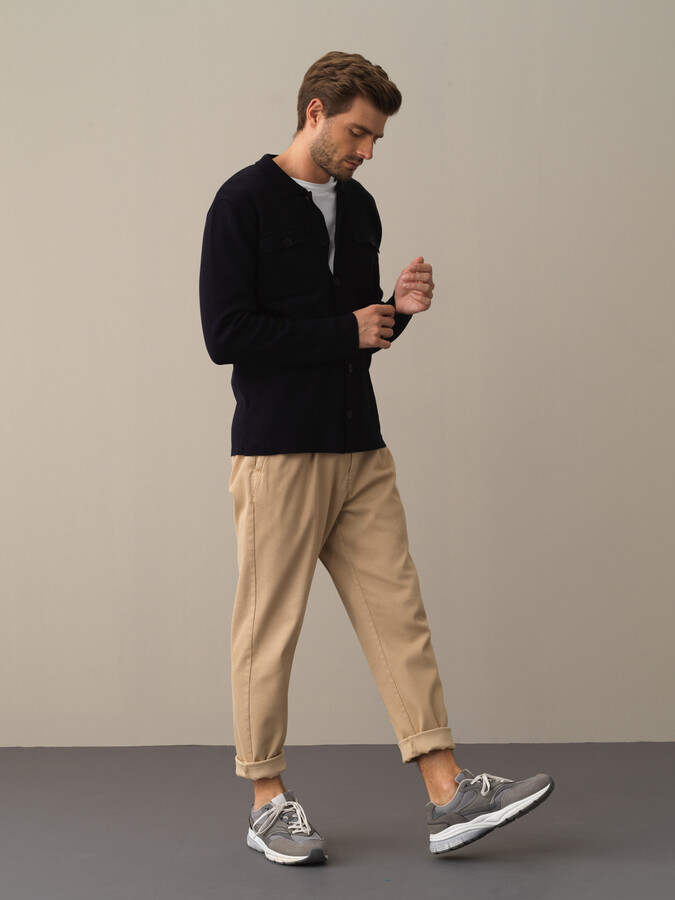 Cotton Regular Fit Pocket Detailed Knitted Cardigan - Xint