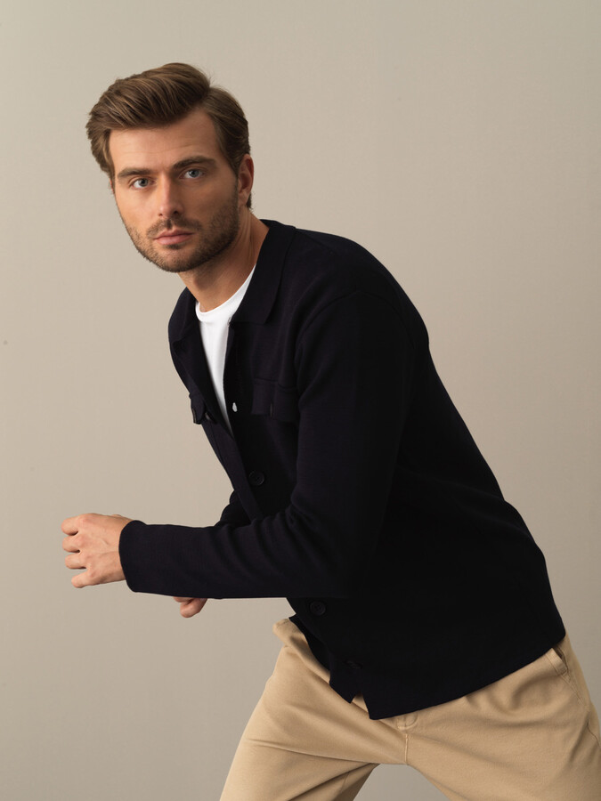 Cotton Regular Fit Pocket Detailed Knitted Cardigan - Xint