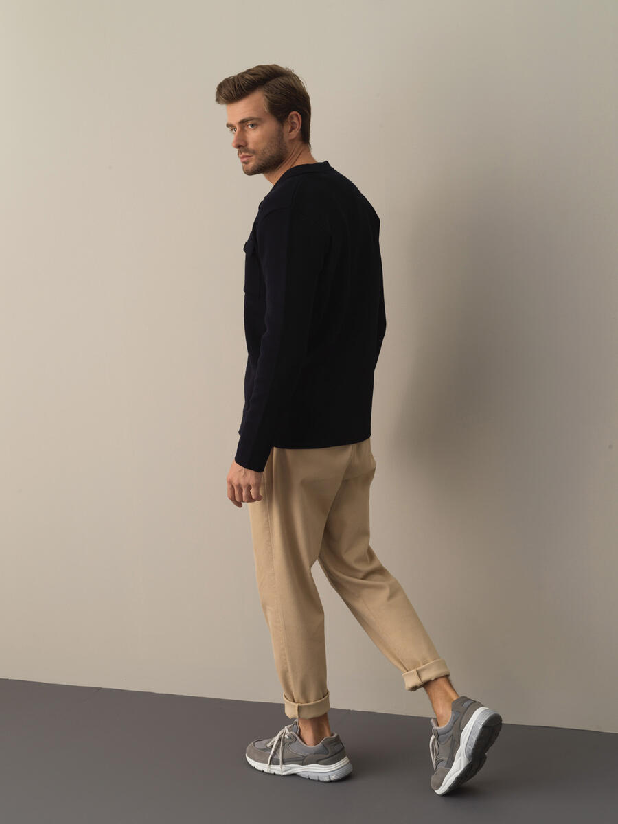 Cotton Regular Fit Pocket Detailed Knitted Cardigan - 5