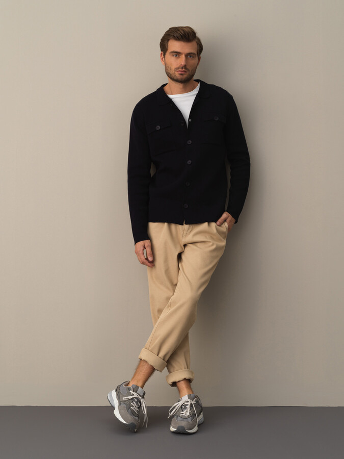 Cotton Regular Fit Pocket Detailed Knitted Cardigan - Xint