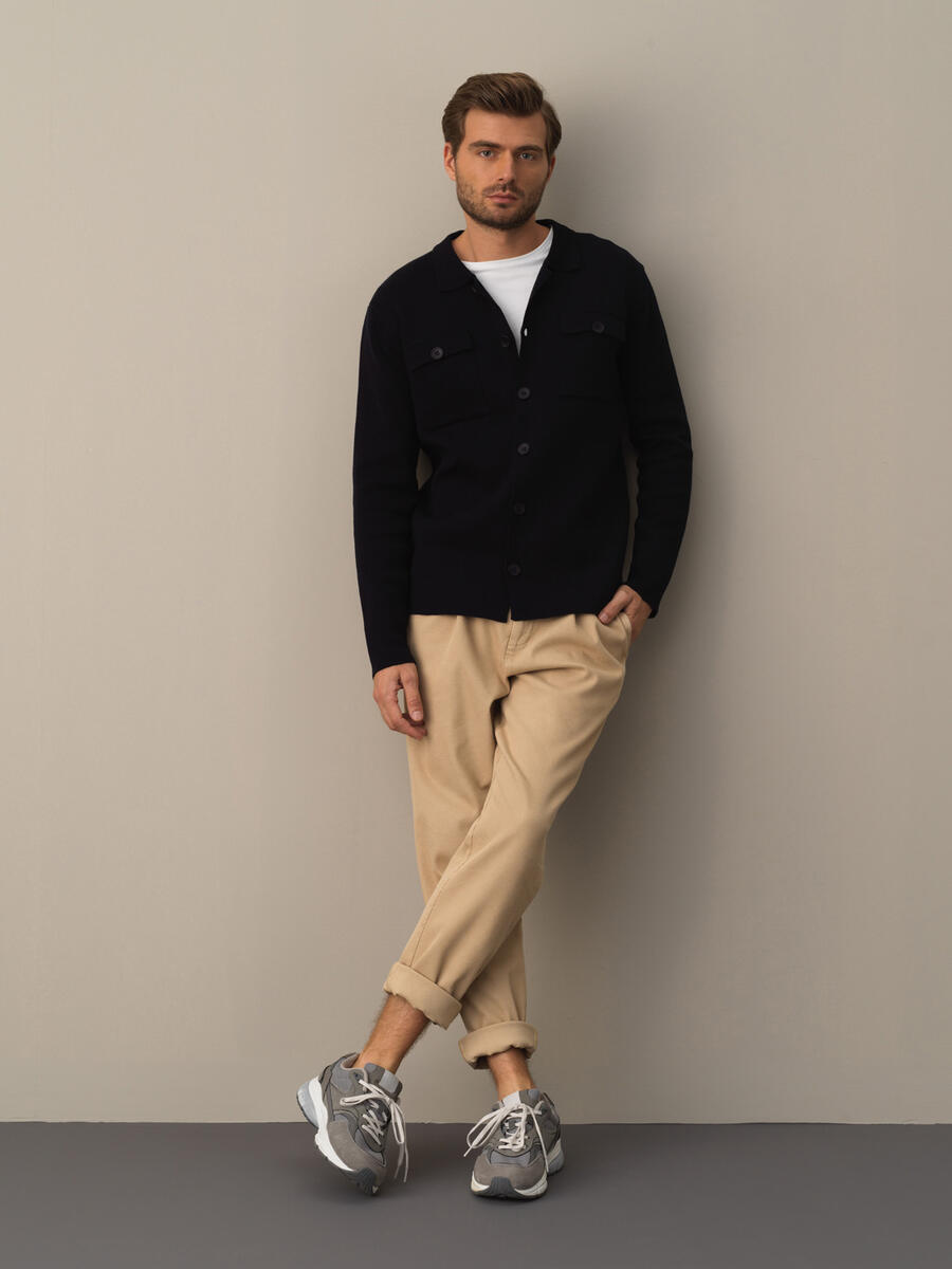 Cotton Regular Fit Pocket Detailed Knitted Cardigan - 2