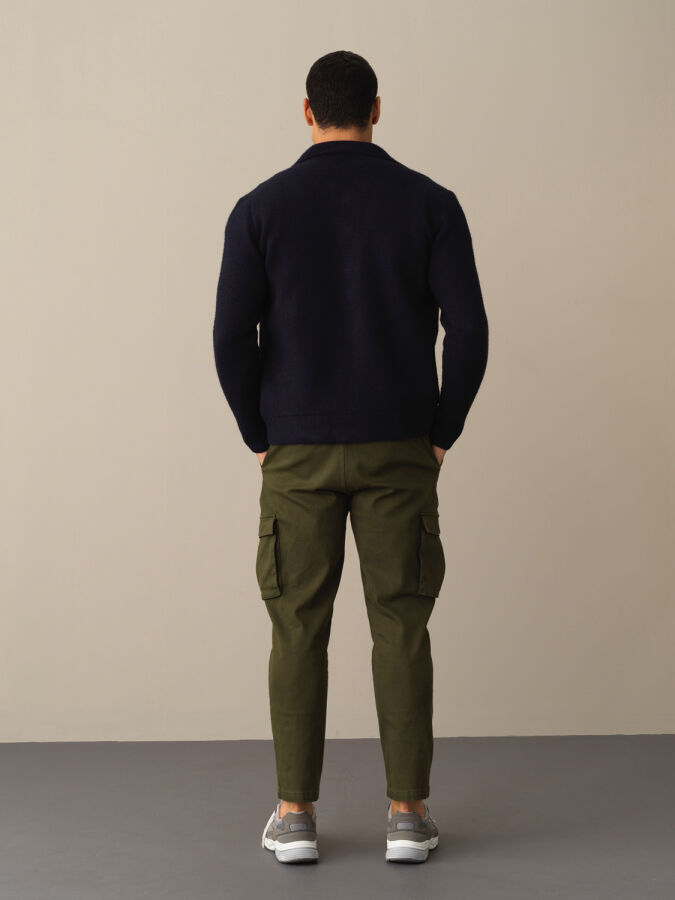 Polo Neck Zip-Up Regular Fit Cardigan - Xint