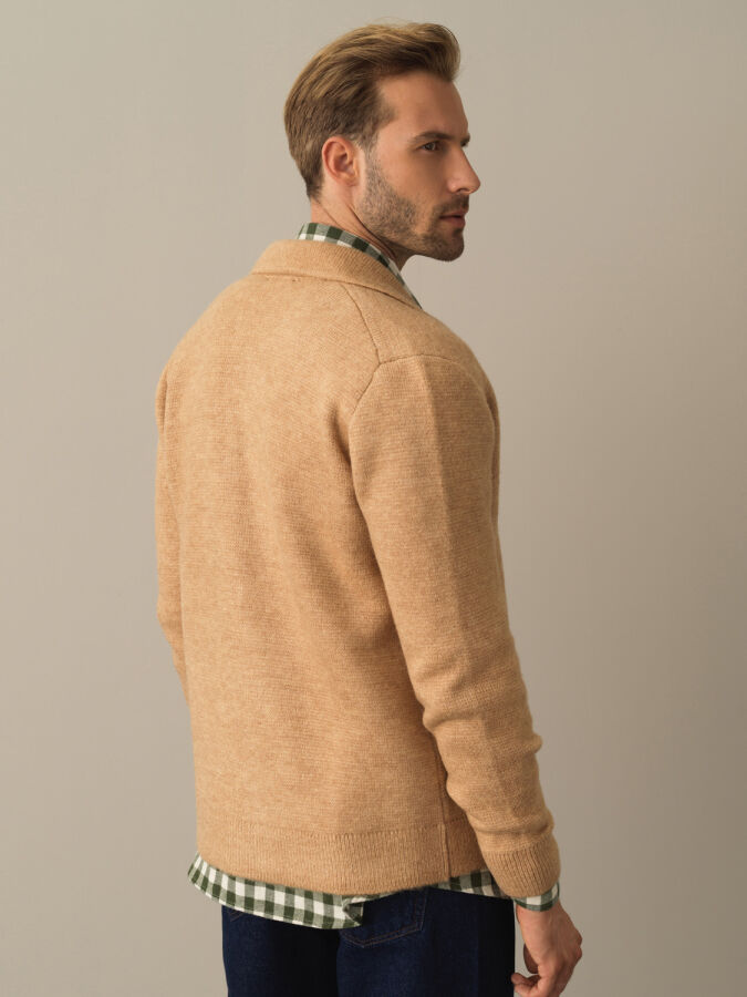 Polo Neck Zip-Up Regular Fit Cardigan - Xint