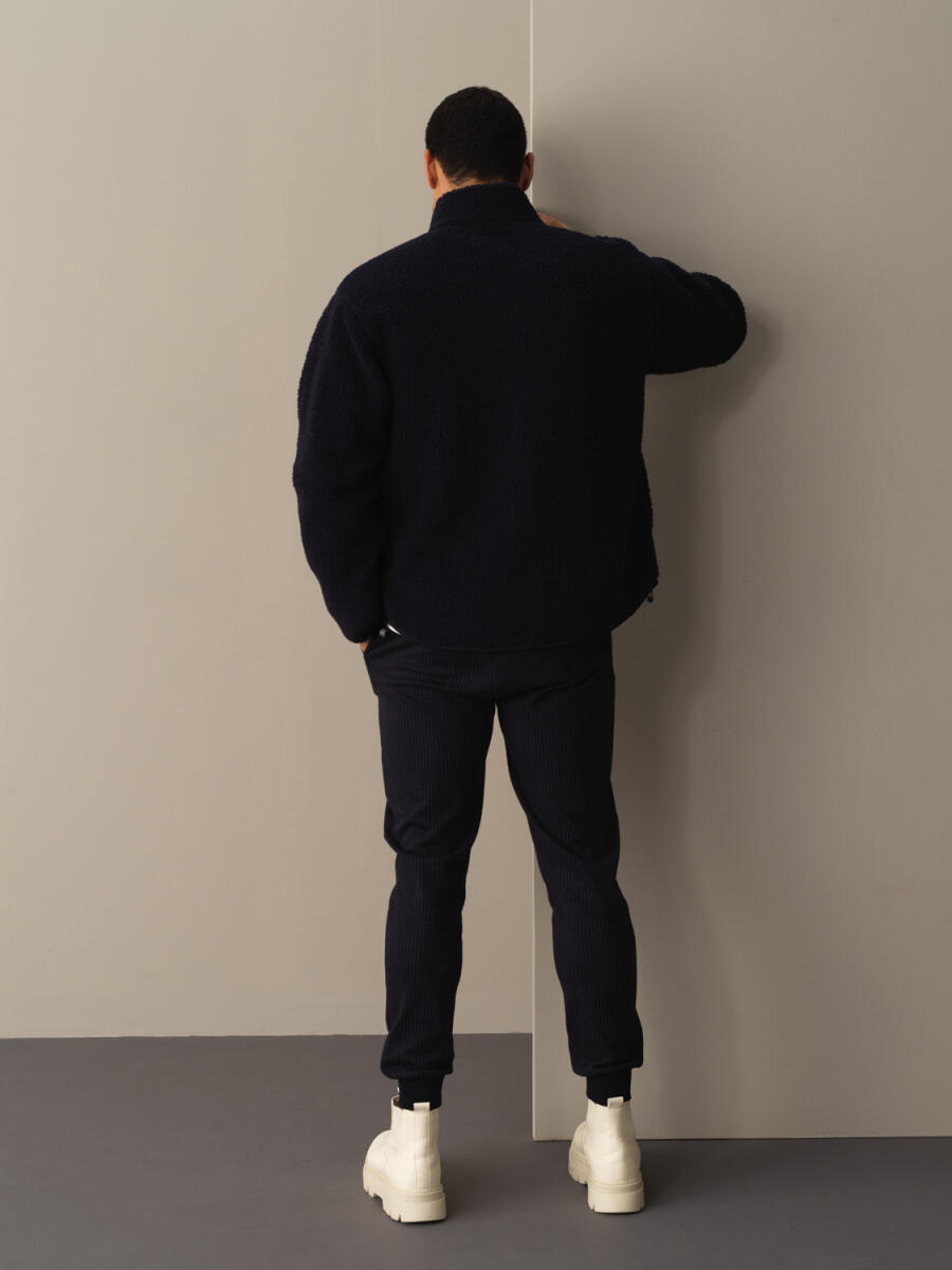 Stand Collar Oversized Pocket Detail Sheep Jacket - 6