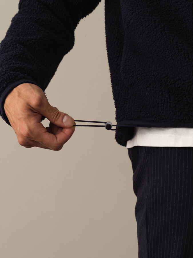 Stand Collar Oversized Pocket Detail Sheep Jacket - Xint