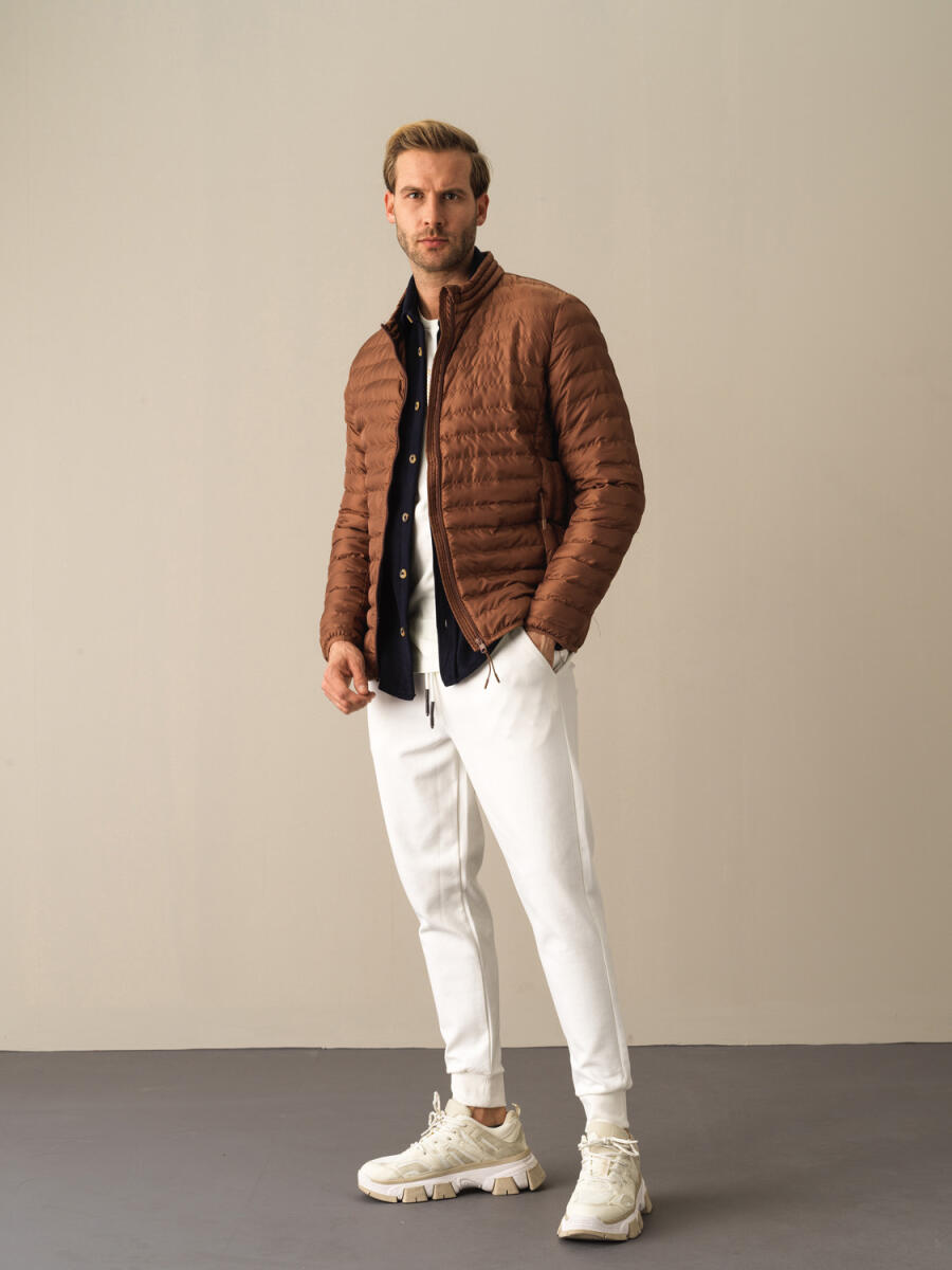 Stand Collar Regular Fit Puffer Jacket