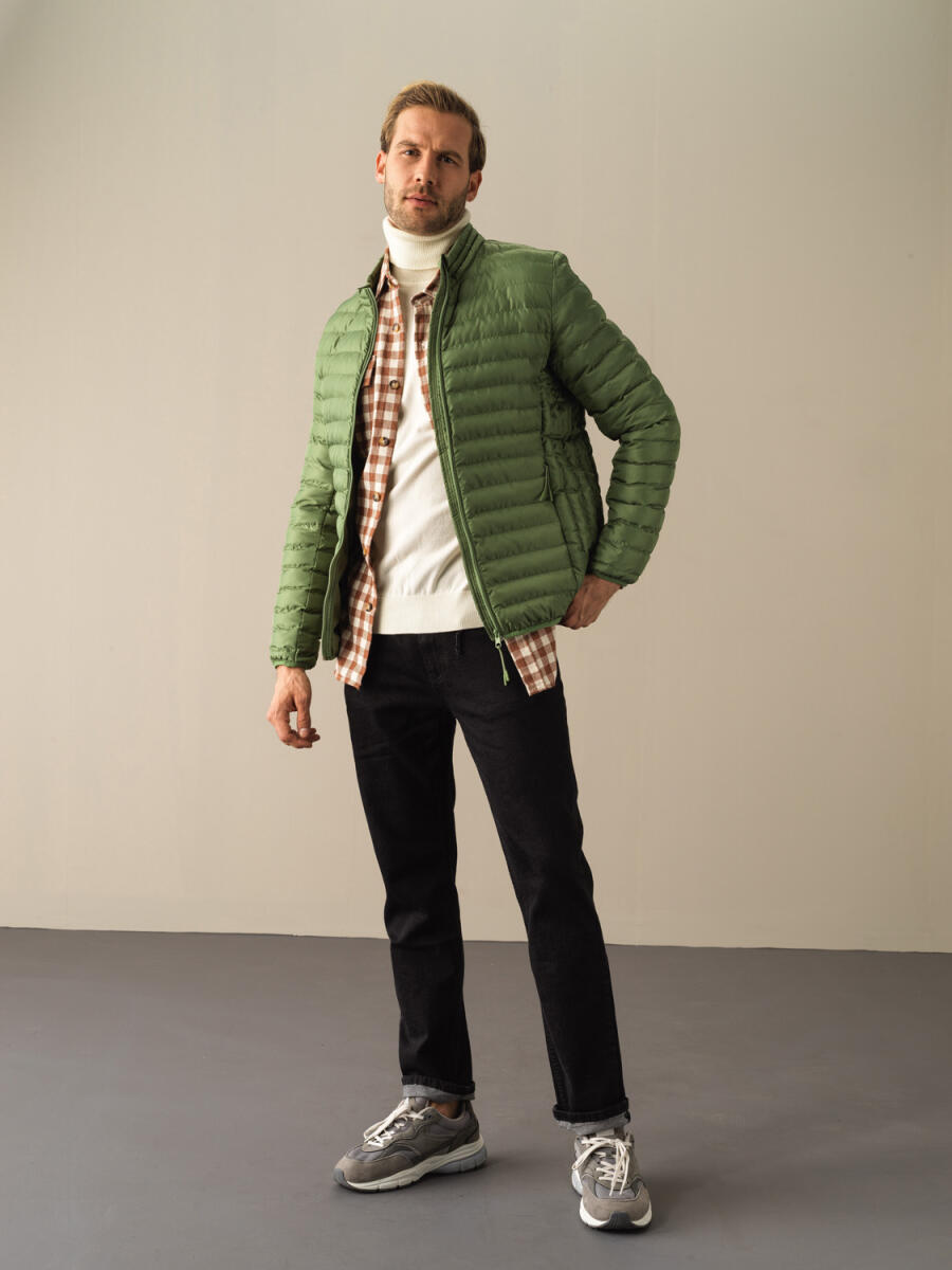 Stand Collar Regular Fit Puffer Jacket - 2