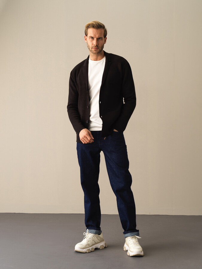 Cotton Buttoned Regular Fit Knitted Jacket - Xint