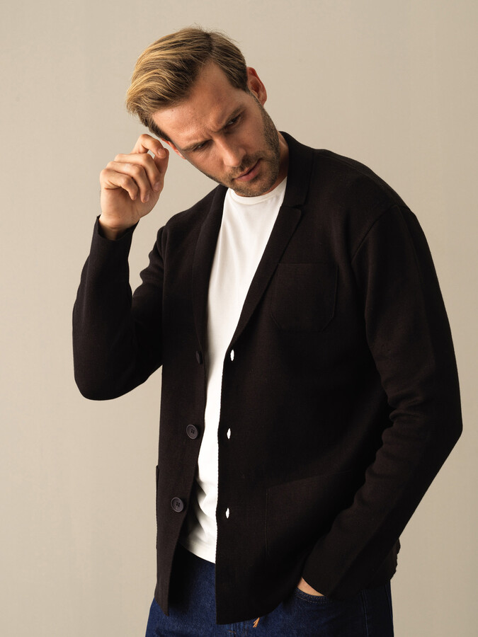 Cotton Buttoned Regular Fit Knitted Jacket - Xint