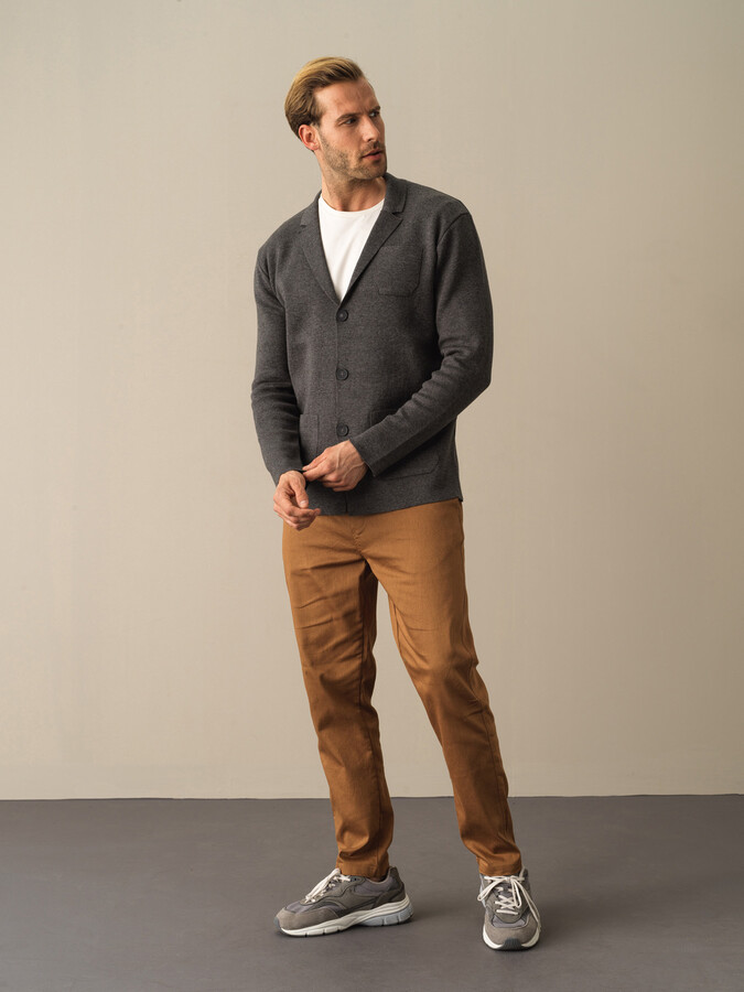 Cotton Buttoned Regular Fit Knitted Jacket - Xint