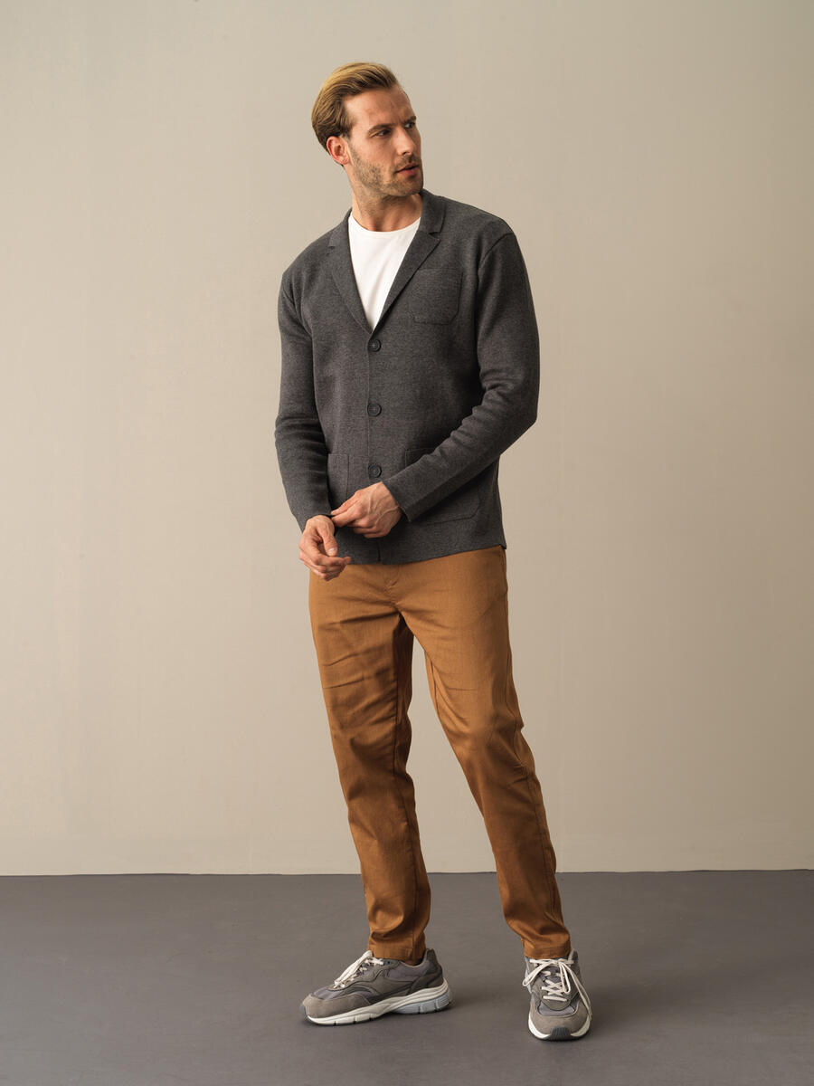 Cotton Buttoned Regular Fit Knitted Jacket - 2