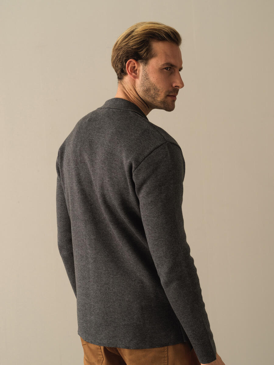 Cotton Buttoned Regular Fit Knitted Jacket - 4