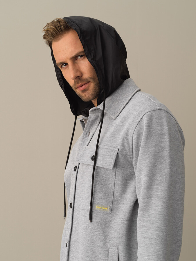 Cotton Hooded Regular Fit Shirt Jacket - Xint