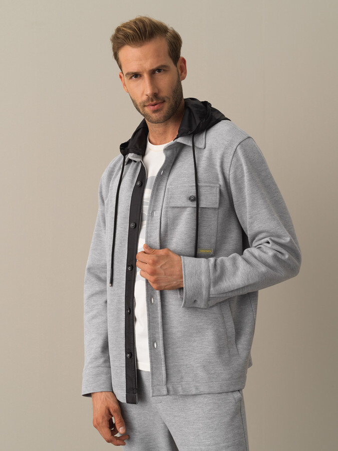 Cotton Hooded Regular Fit Shirt Jacket - Xint