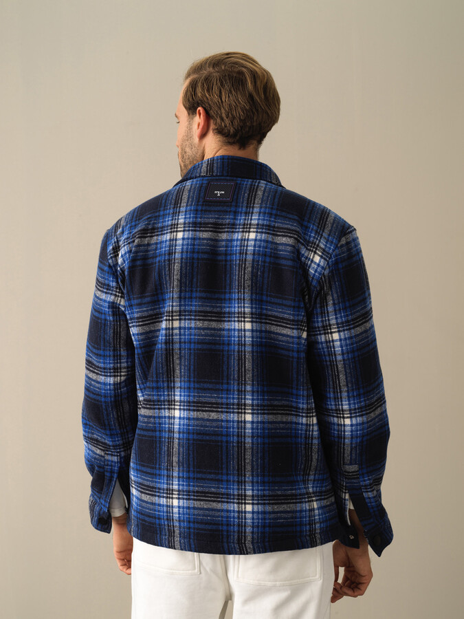 Polar-Lined Oversized Checked Shirt Jacket - Xint