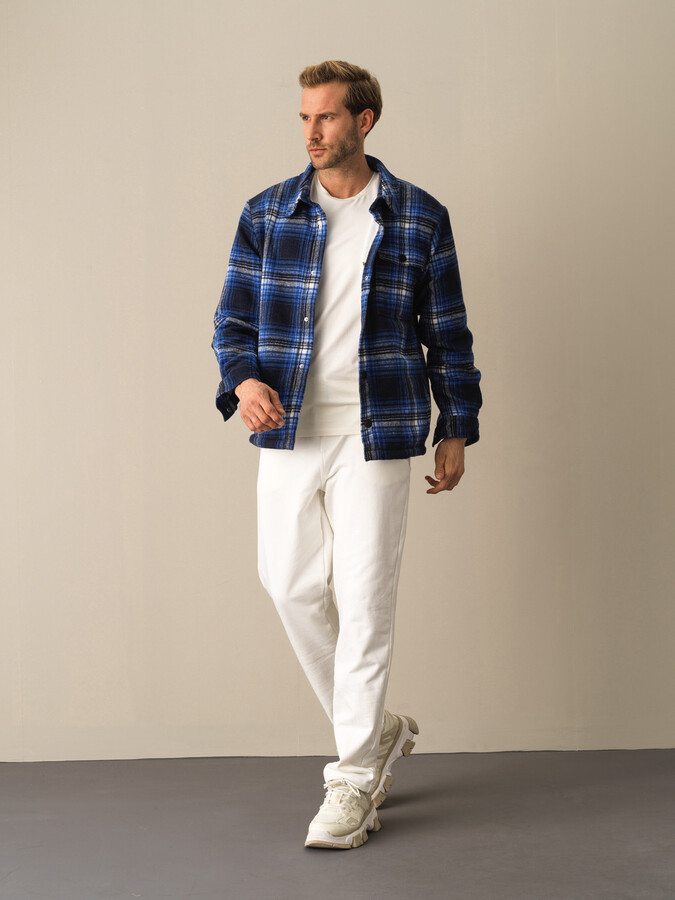 Polar-Lined Oversized Checked Shirt Jacket - Xint
