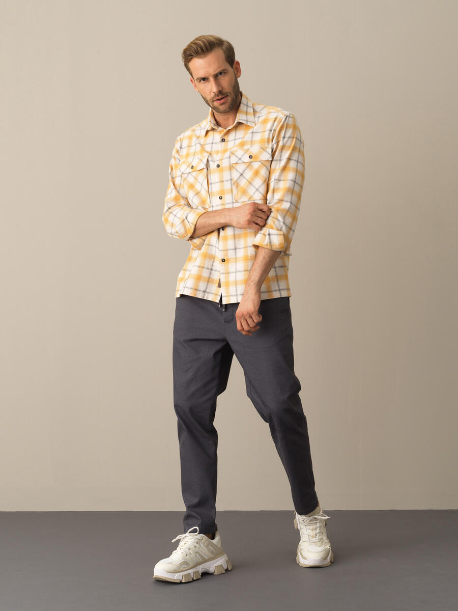 Cotton Regular Fit Checked Blazer - 2