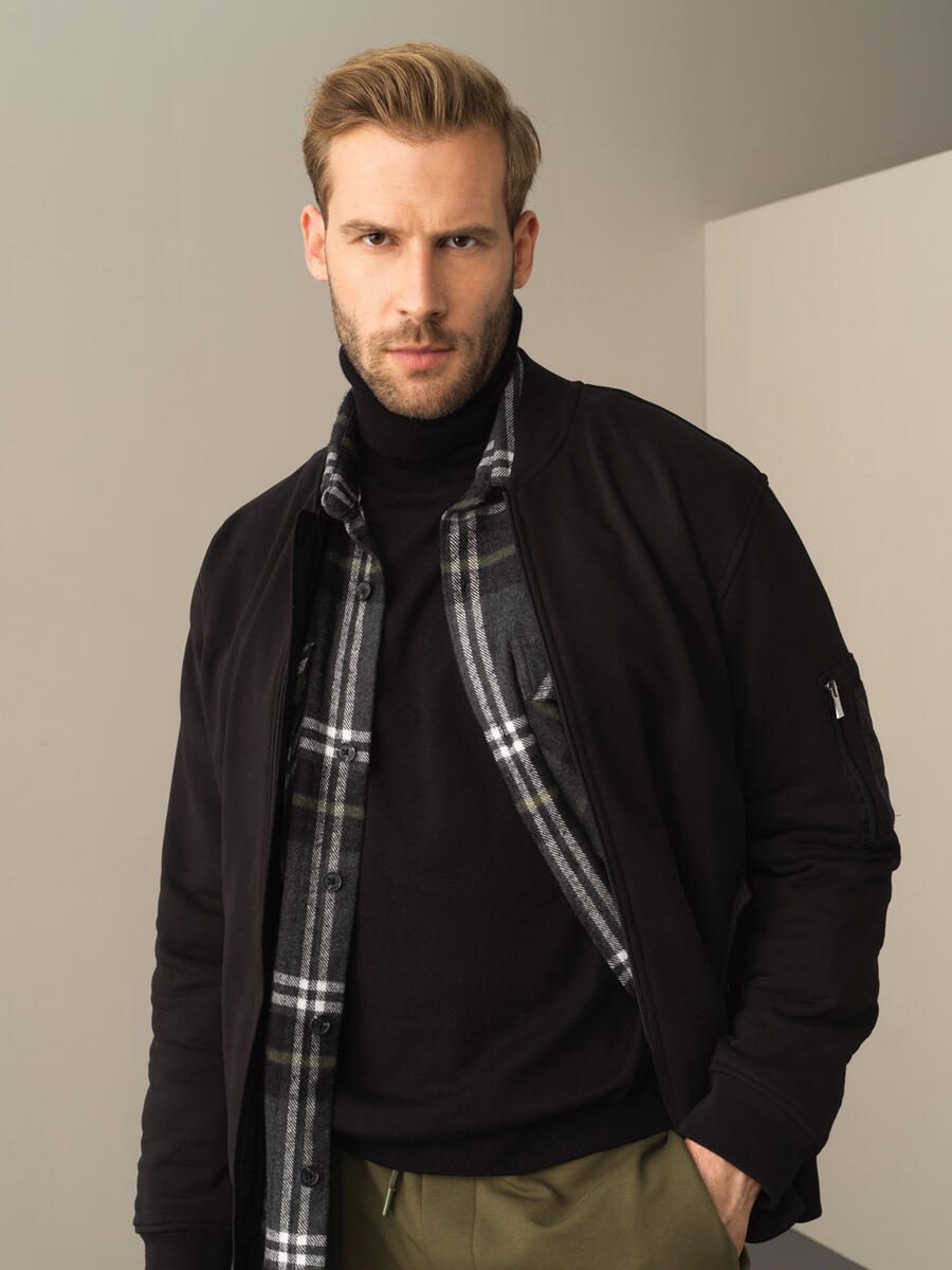 100% Cotton Regular Fit Bomber Sweat Jacket