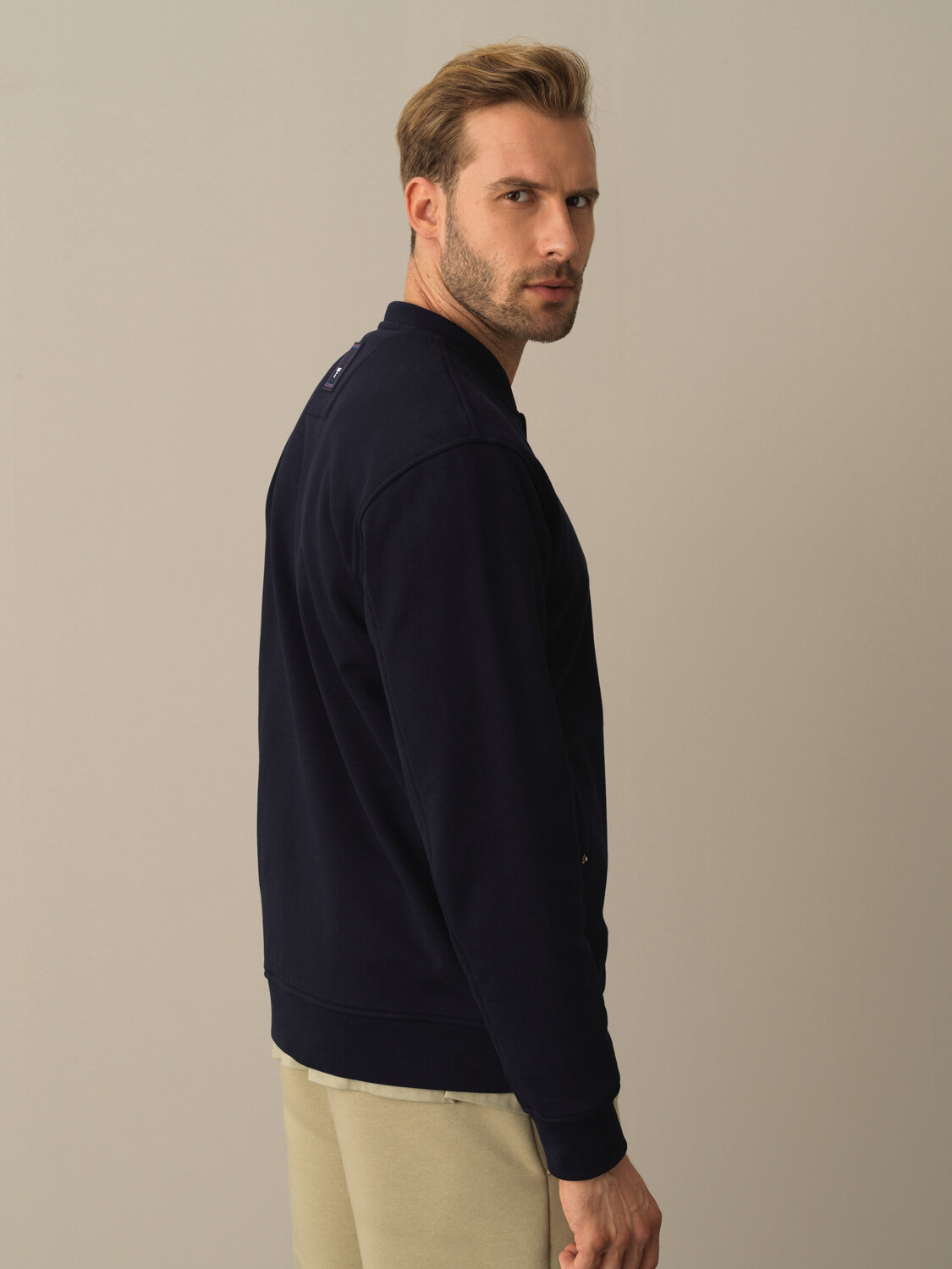 100% Cotton Regular Fit Bomber Sweat Jacket - 3