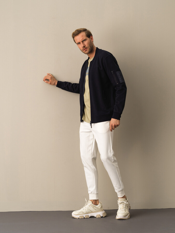 100% Cotton Regular Fit Bomber Sweat Jacket - Xint