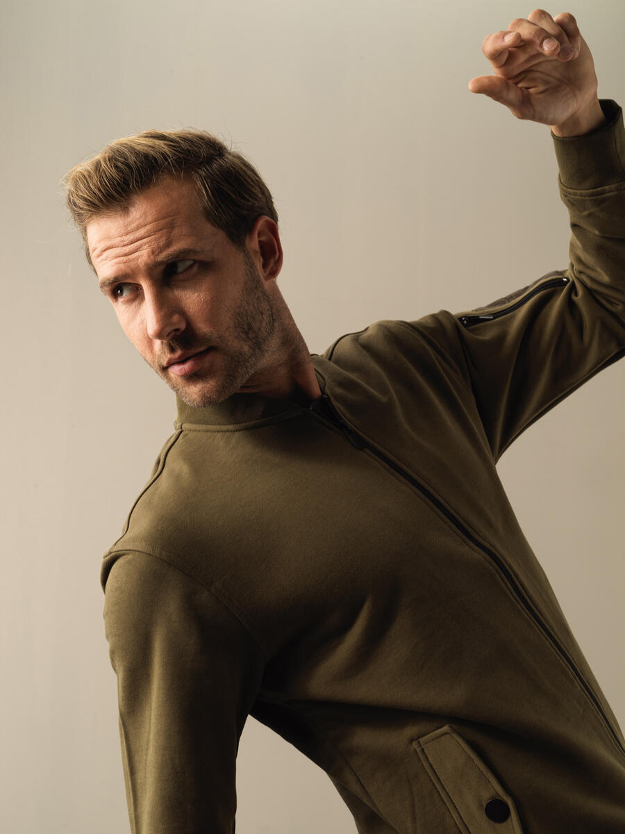 100% Cotton Regular Fit Bomber Sweat Jacket - 3