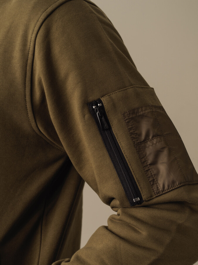 100% Cotton Regular Fit Bomber Sweat Jacket - 3