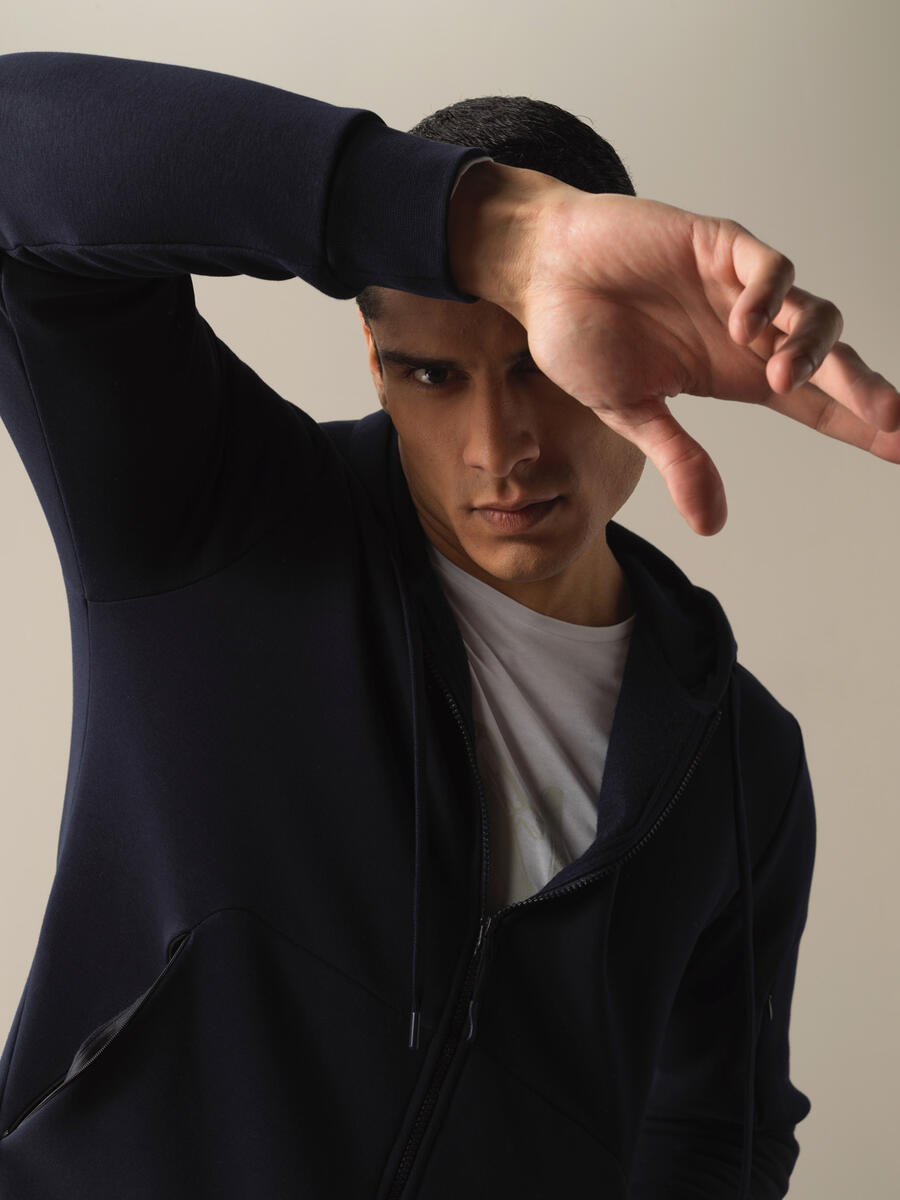 Cotton Hooded Regular Fit Sweat Jacket - 3