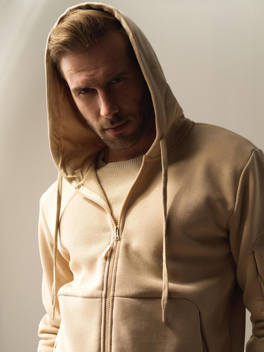 Cotton Hooded Regular Fit Sweat Jacket - 3