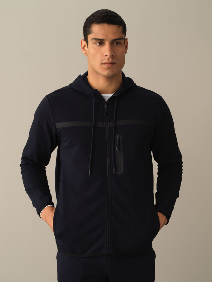 Cotton Hooded Regular Fit Sweat Jacket - Xint