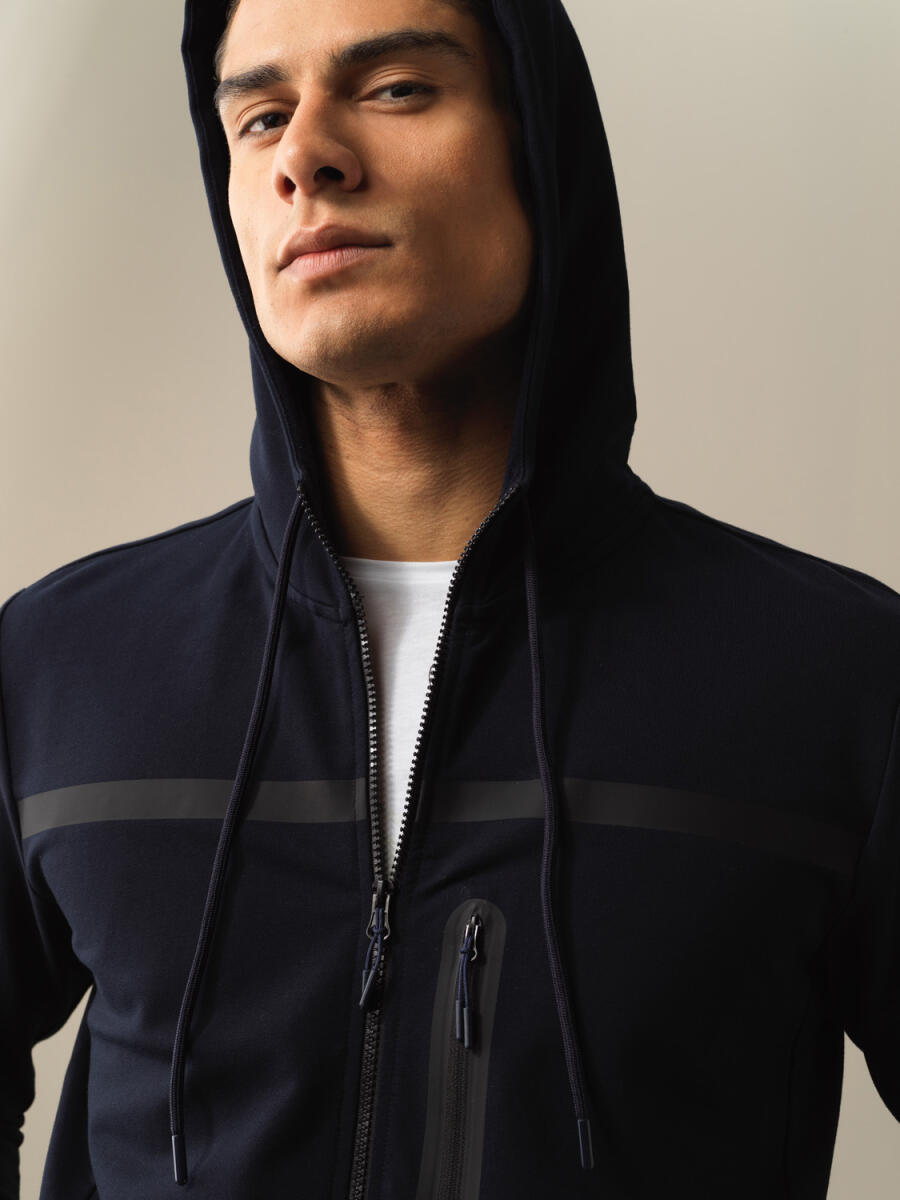 Cotton Hooded Regular Fit Sweat Jacket - 3