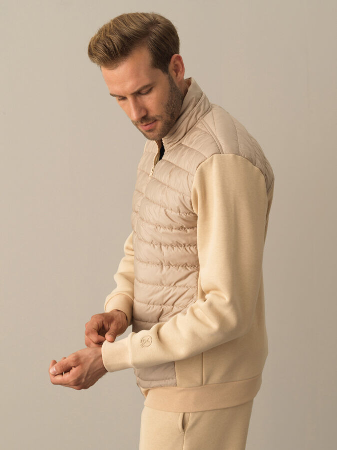 Cotton Regular Fit Quilted Sweat Jacket - Xint