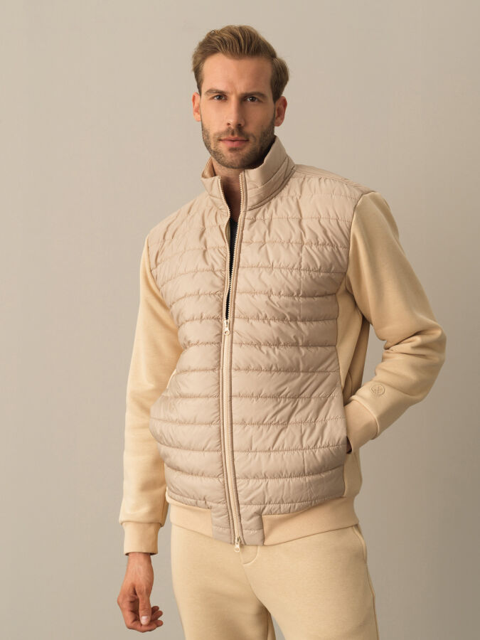 Cotton Regular Fit Quilted Sweat Jacket - Xint