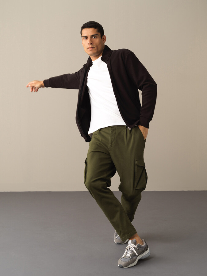 Cotton Regular Fit Zippered Sweat Jacket - Xint