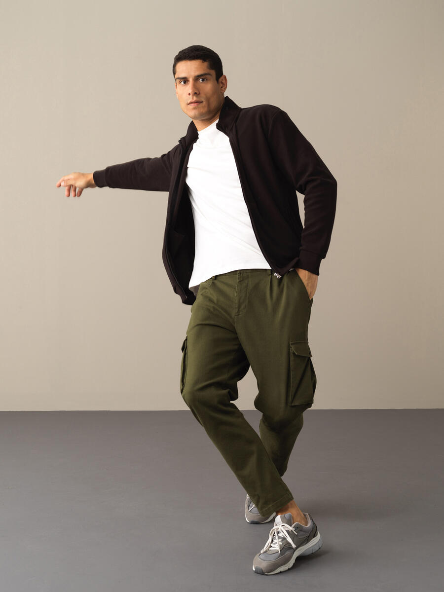 Cotton Regular Fit Zippered Sweat Jacket - 3