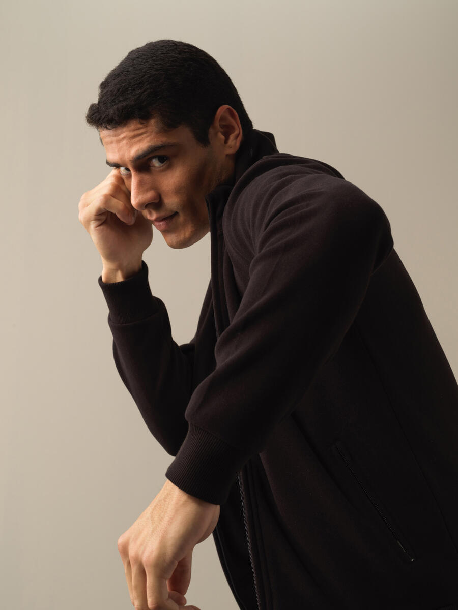 Cotton Regular Fit Zippered Sweat Jacket - 2