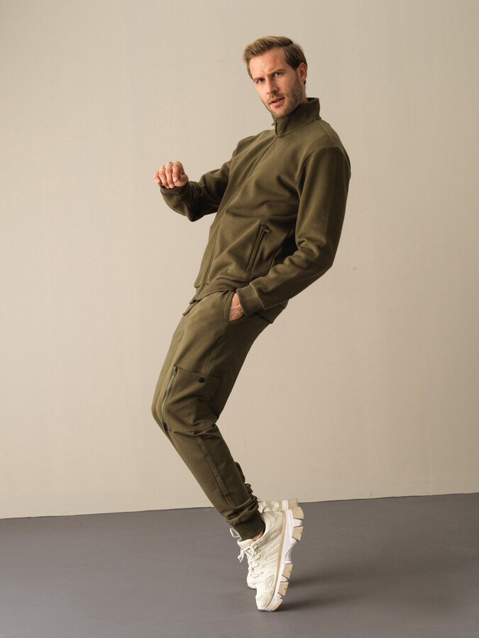 Cotton Regular Fit Zippered Sweat Jacket - Xint