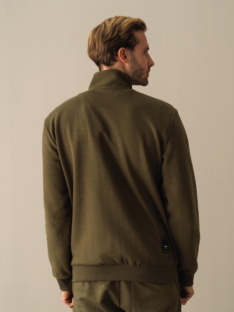 Cotton Regular Fit Zippered Sweat Jacket - 4