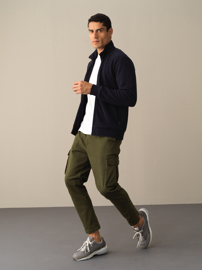 Cotton Regular Fit Zippered Sweat Jacket - Xint