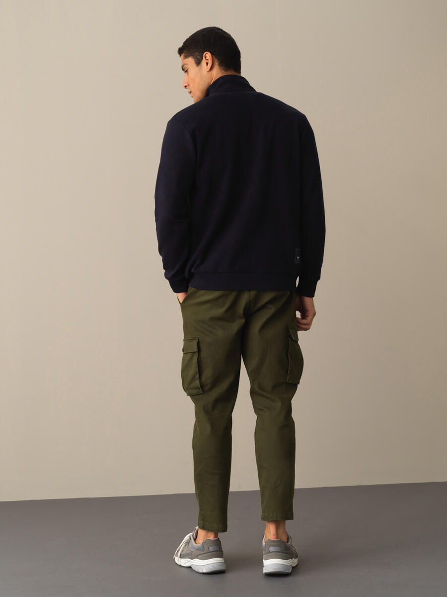 Cotton Regular Fit Zippered Sweat Jacket - 4