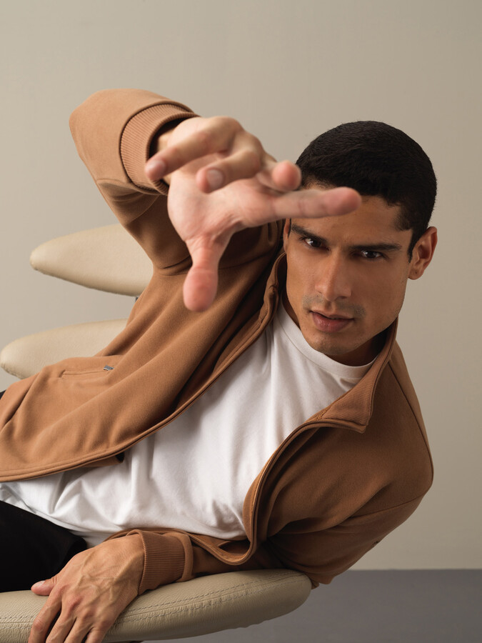 Cotton Regular Fit Zippered Sweat Jacket - Xint