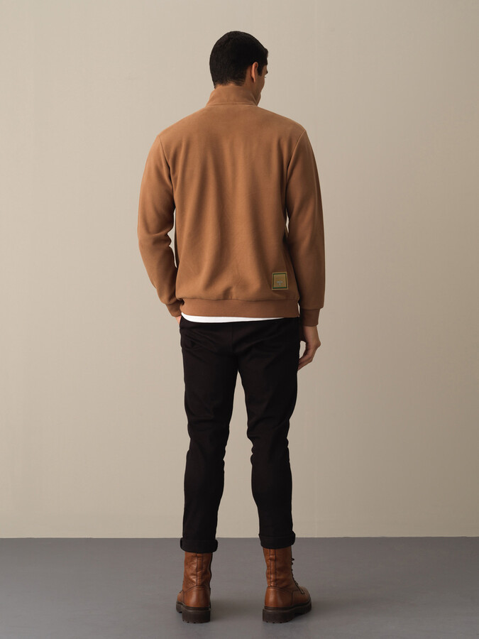 Cotton Regular Fit Zippered Sweat Jacket - Xint