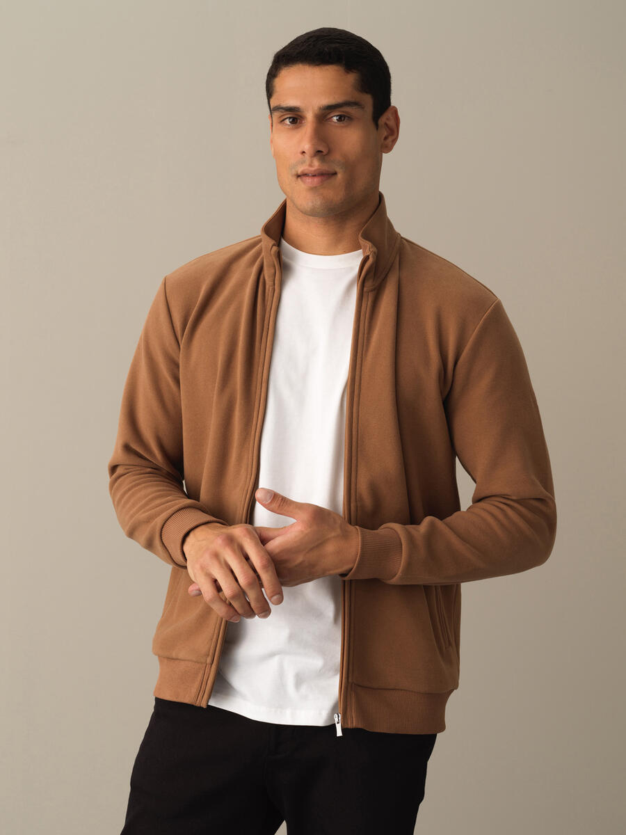 Cotton Regular Fit Zippered Sweat Jacket