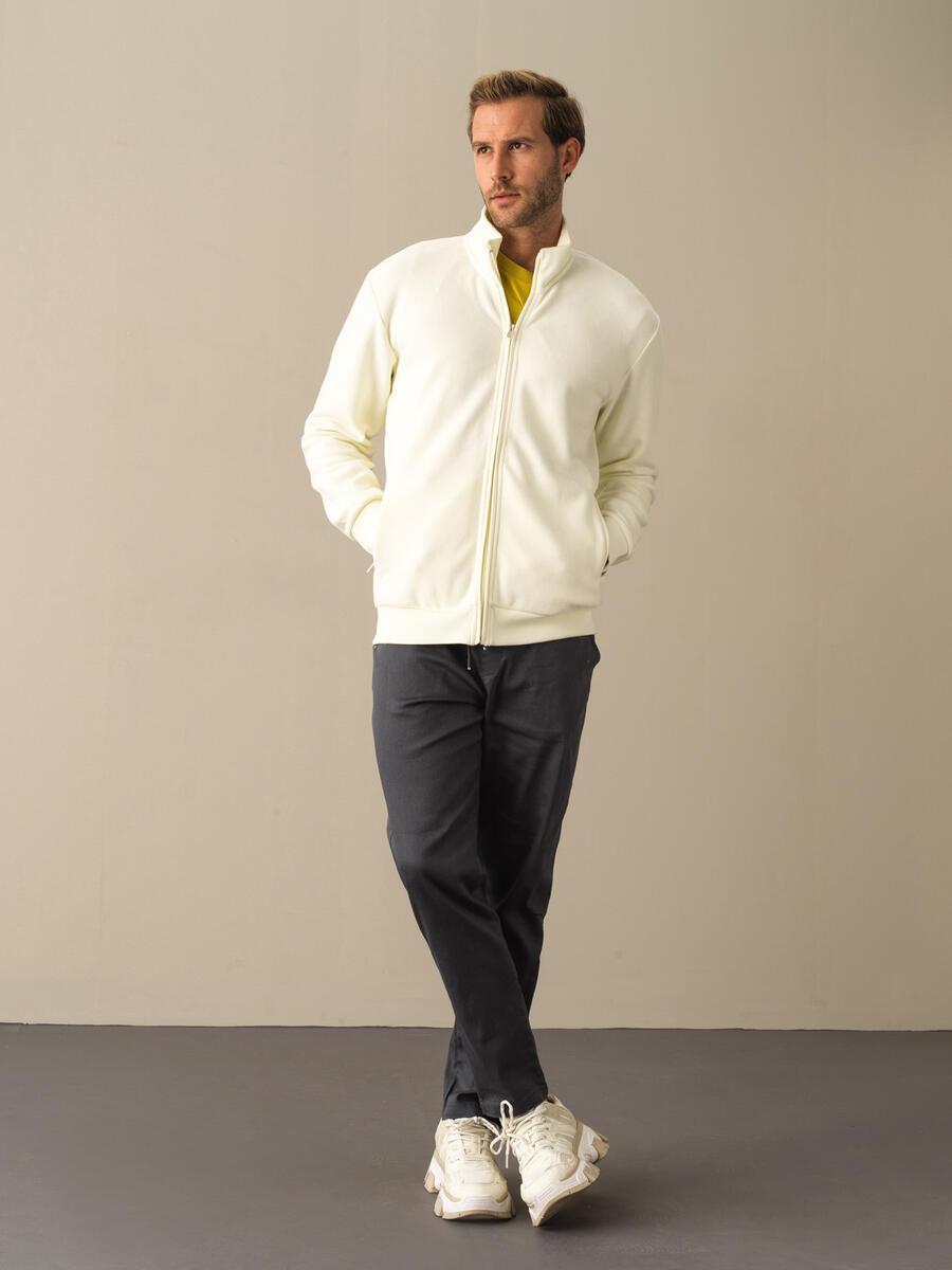 Cotton Regular Fit Zippered Sweat Jacket
