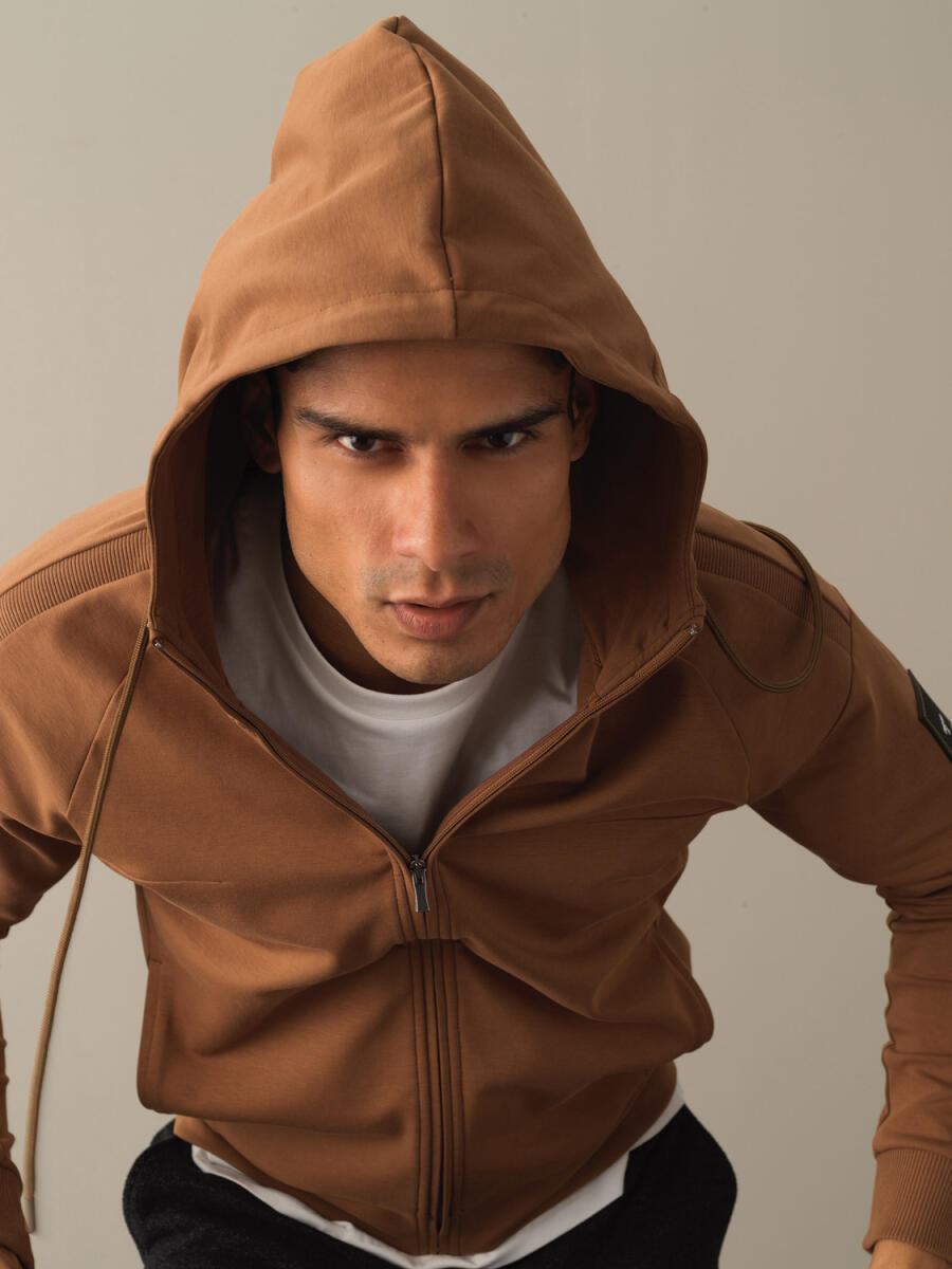 Cotton Slim Fit Zippered Sweat Jacket - 2