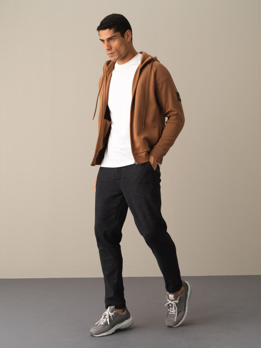 Cotton Slim Fit Zippered Sweat Jacket
