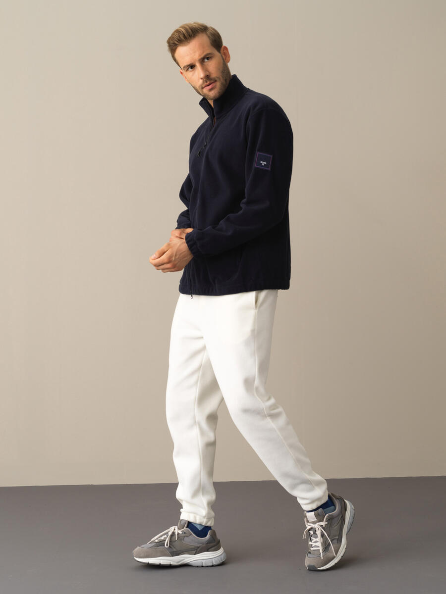 Stand Collar Regular Fit Polar Sweat Jacket - 3