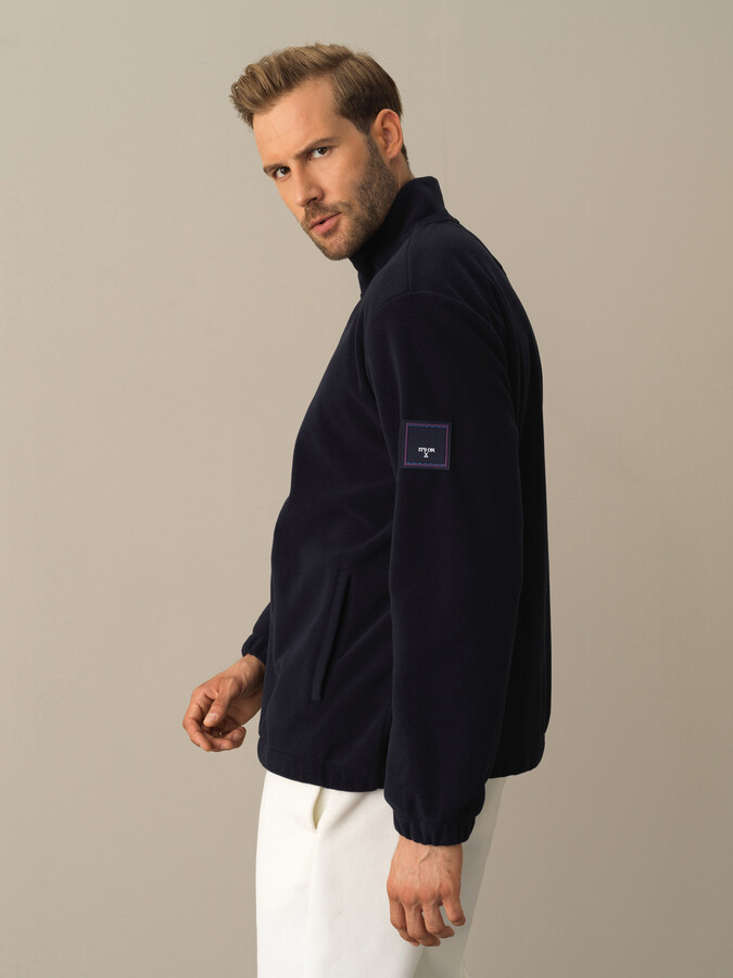 Stand Collar Regular Fit Polar Sweat Jacket - Xint